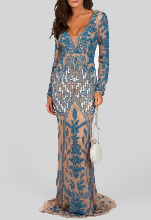 Vestido Cinderela longo Powerlook - azul