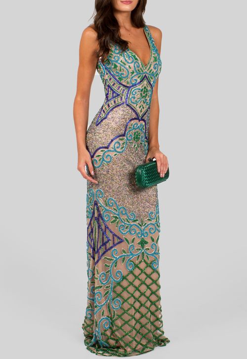 Vestido Giva longo Powerlook - bordado