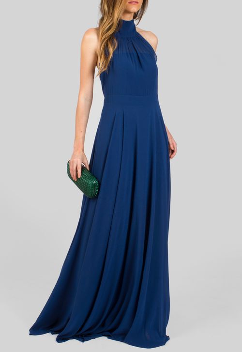 Vestido Nazaré longo Powerlook - azul escuro