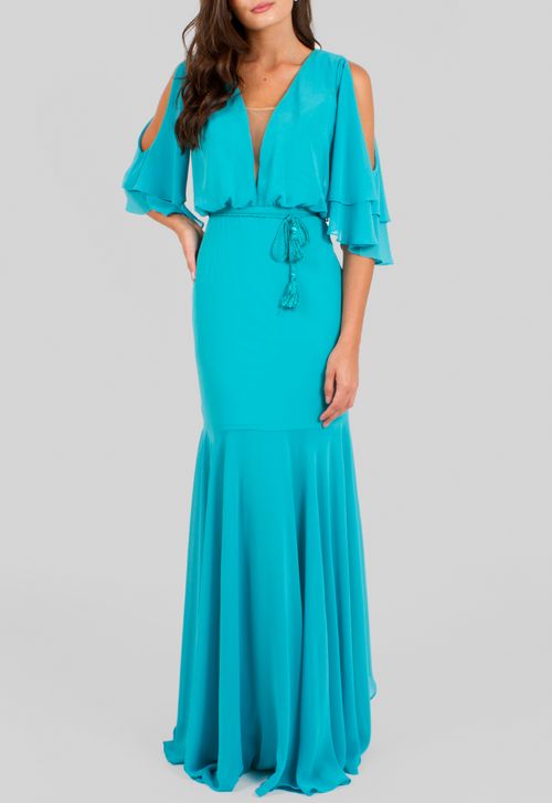 Vestido Pietra longo Powerlook - azul tiffany