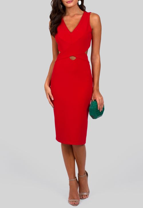 Vestido Murcia midi Powerlook - vermelho (disponível apenas na loja Freguesia)