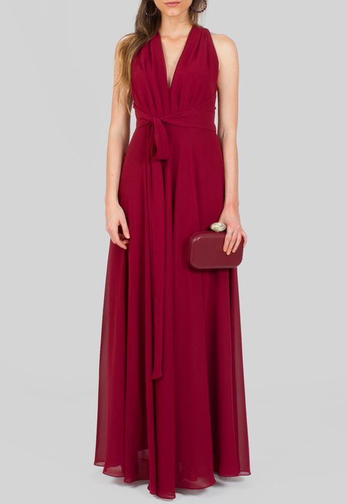 Vestido Valencia longo Powerlook - vermelho marsala (disponível apenas na loja Itaipava)