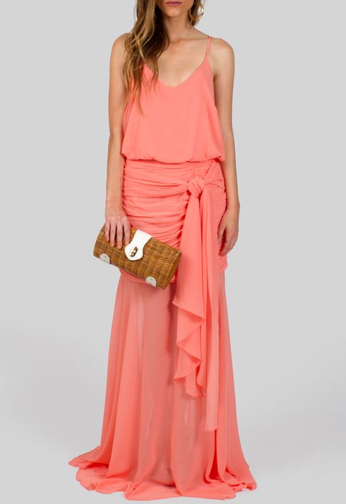 Vestido Laus longo Powerlook - pêssego