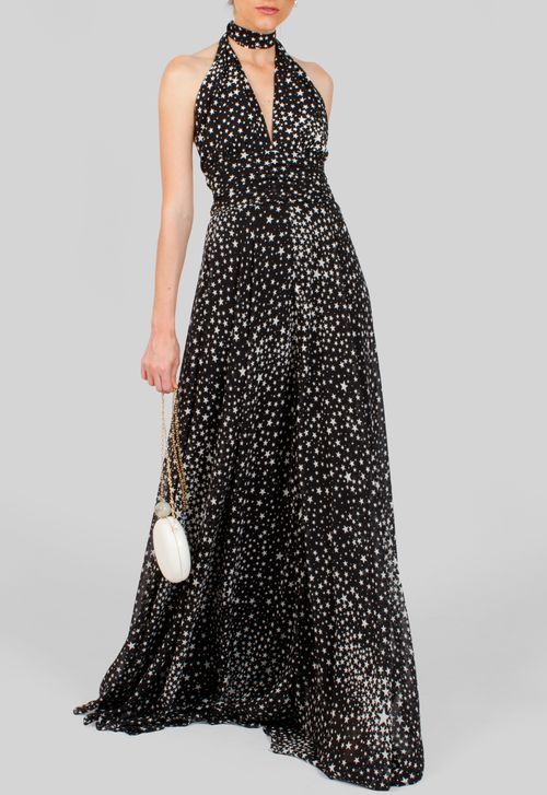 Vestido Manila longo Amissima - estampado preto