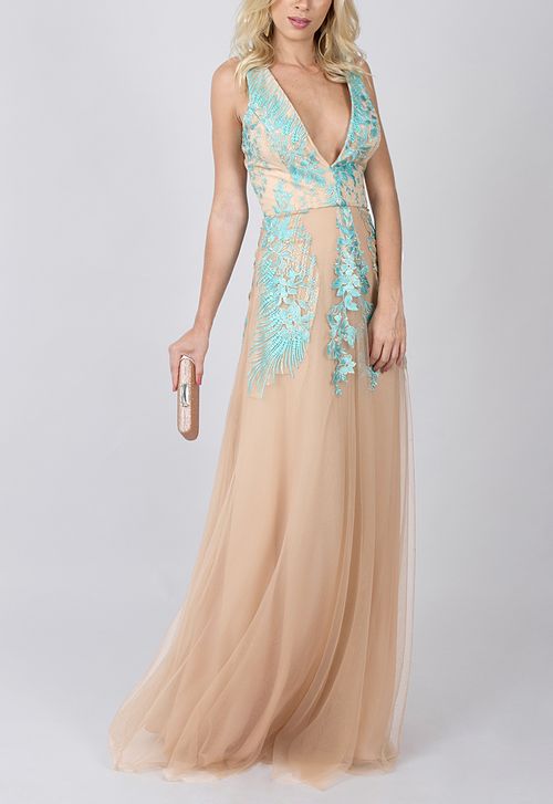 Vestido Iza longo Unity Seven - nude (disponível apenas na loja Niterói)