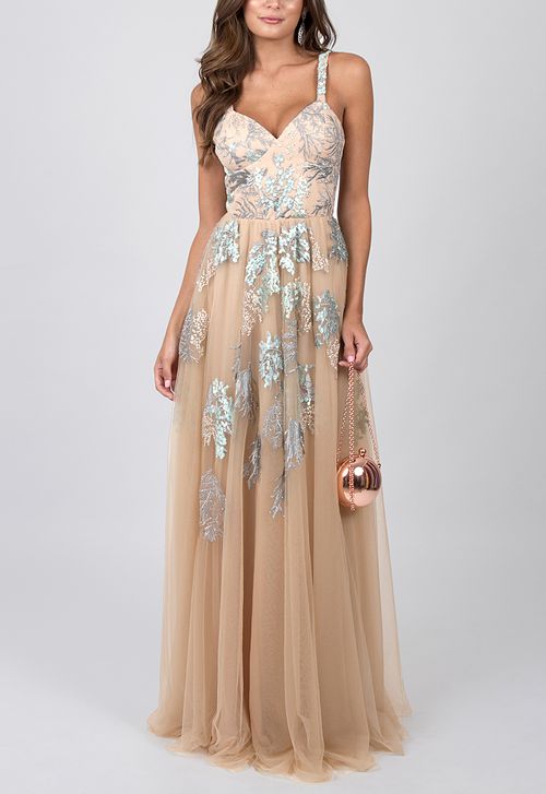 Vestido Charlote longo Unity Seven - nude