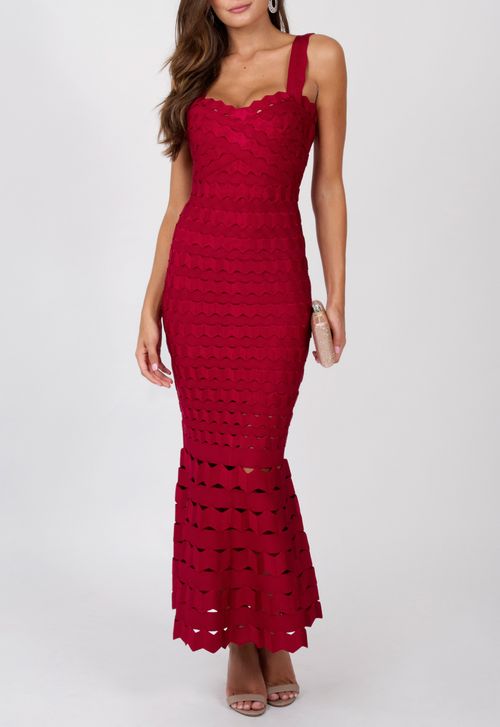 Vestido Elaine longuete Powerlook - vermelho cereja
