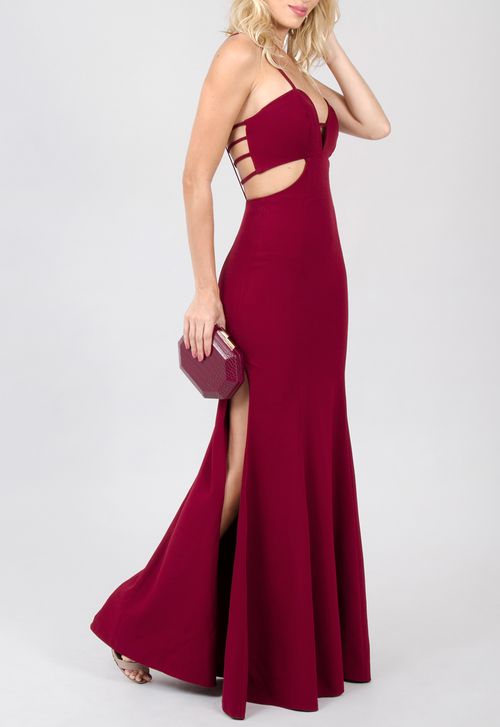 Vestido Mara longo Powerlook - vermelho marsala