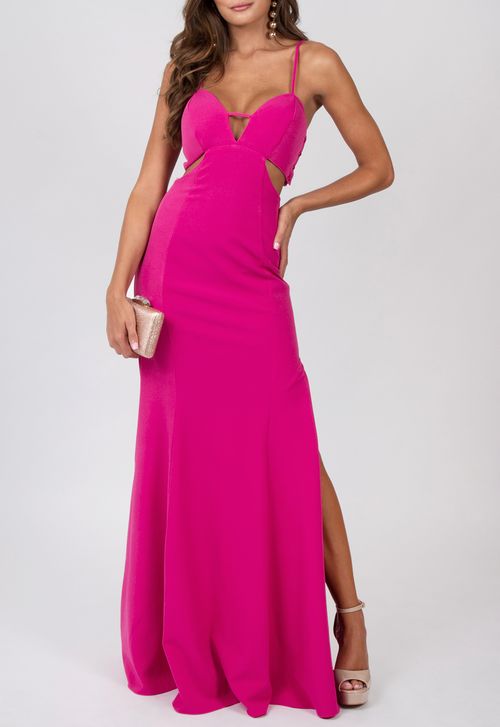 Vestido Mara longo Powerlook - rosa fúcsia