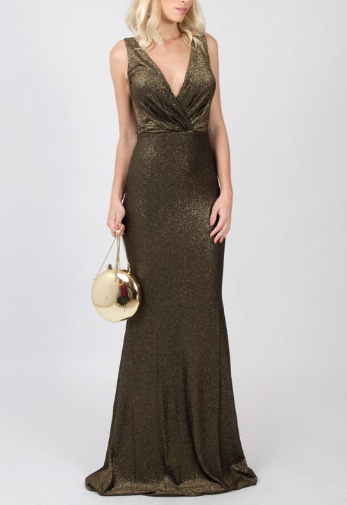 Vestido Audrey longo Powerlook - dourado