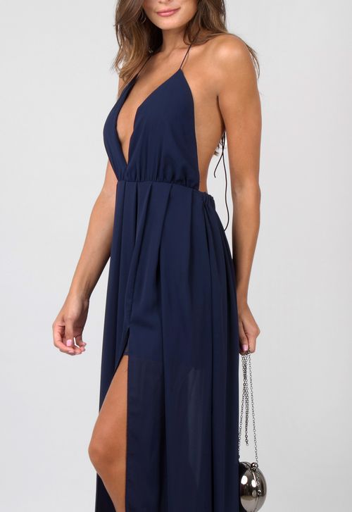 Vestido San Diego longo Powerlook - azul marinho