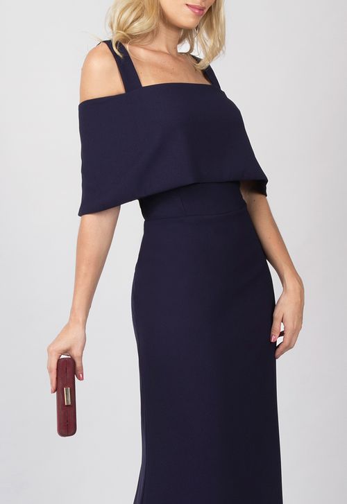 Vestido Corina longo Powerlook - azul marinho