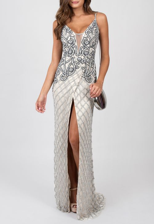 Vestido Aurora longo Powerlook - off white