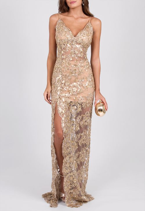 Vestido Mayumi longo Fabulous Agilitá - dourado