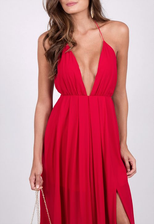 Vestido San Diego longo Powerlook - vermelho