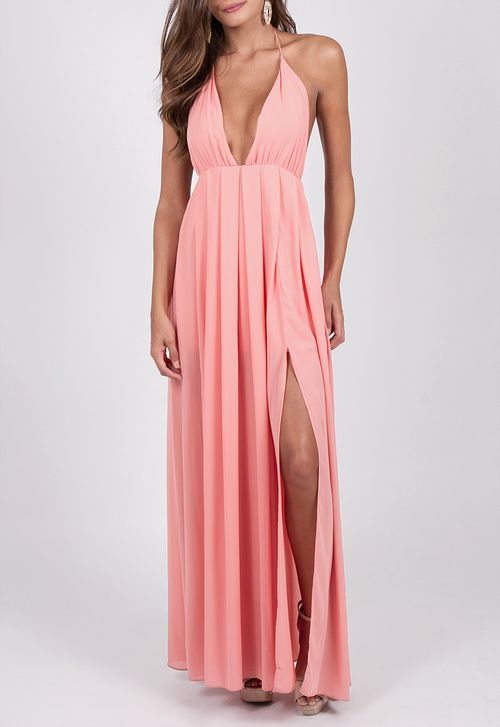 Vestido San Diego longo Powerlook - laranja coral
