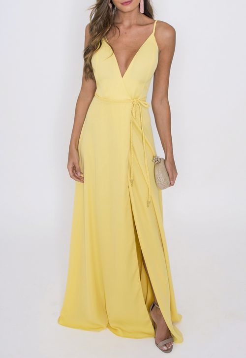 Vestido Sherida longo Powerlook - amarelo