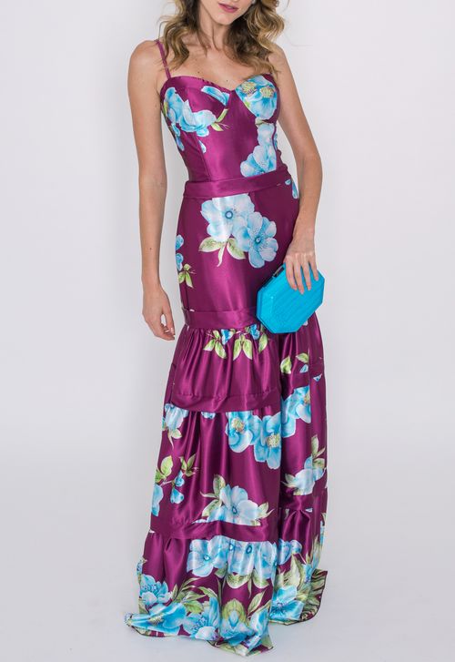 Vestido Limone longo Powerlook - roxo uva