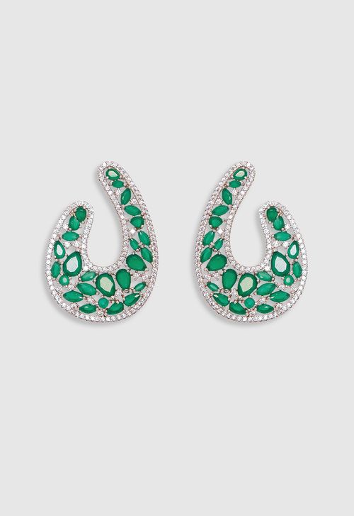 Brinco Malaquita Be Cohen - prata e verde