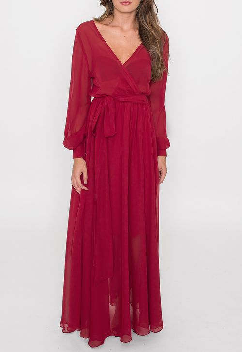Vestido Nadine longo Powerlook - vermelho marsala