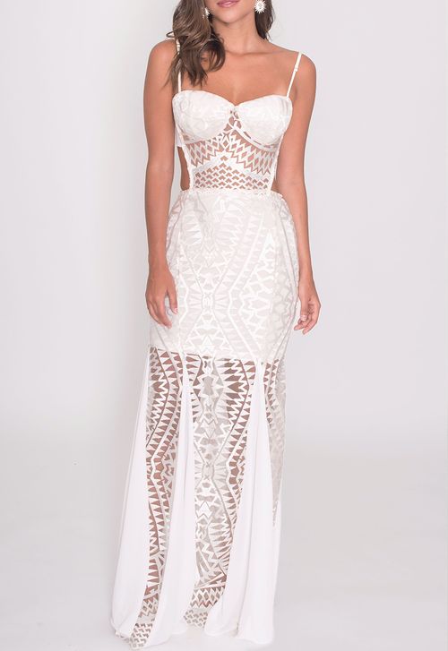 Vestido Braga longo Powerlook - off white
