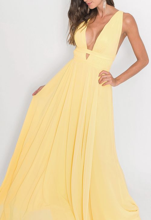 Vestido Merilyn longo Powerlook - amarelo