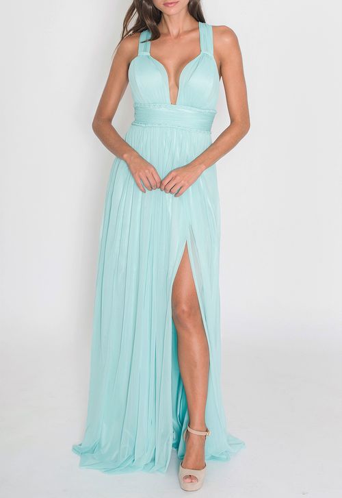 Vestido Bella longo Powerlook - azul tiffany