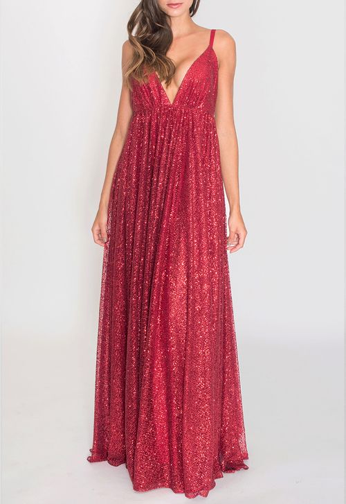 Vestido Puglia longo Powerlook - vermelho