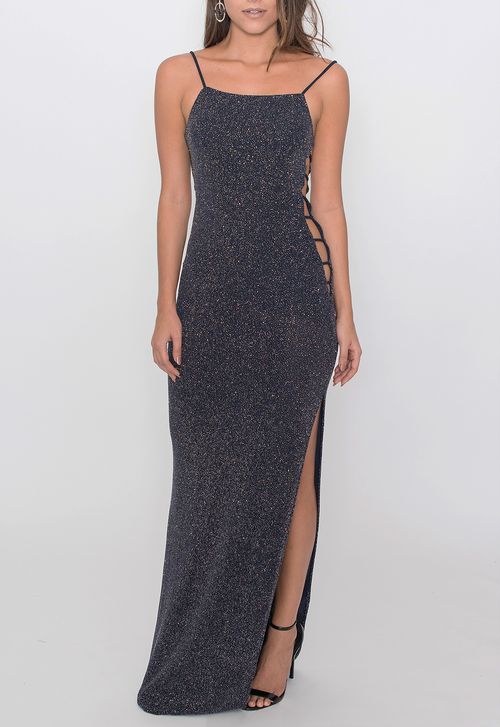 Vestido Alepo longo Powerlook - azul marinho
