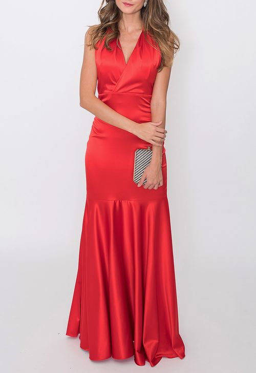 Vestido Malu longo Powerlook - vermelho