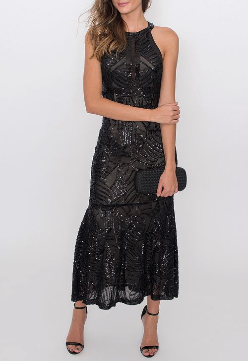 Vestido Bahamas midi Powerlook - preto