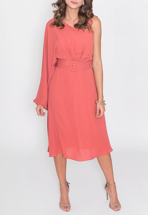 Vestido Claire midi Powerlook - rosa