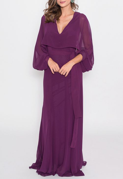 Vestido Wayne longo Powerlook - roxo uva