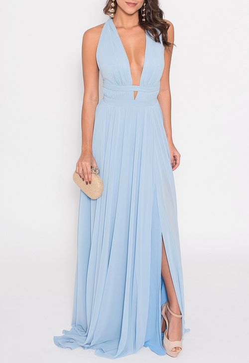 Vestido Merilyn longo Powerlook - azul