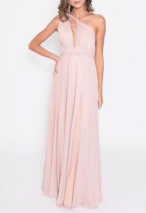 Vestido Sana longo Powerlook - rose