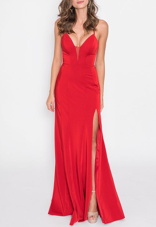 Vestido Lorran longo Powerlook - vermelho (disponível apenas na loja de Freguesia)