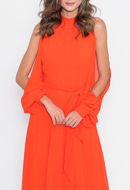 Vestido Fay longo Powerlook - laranja coral