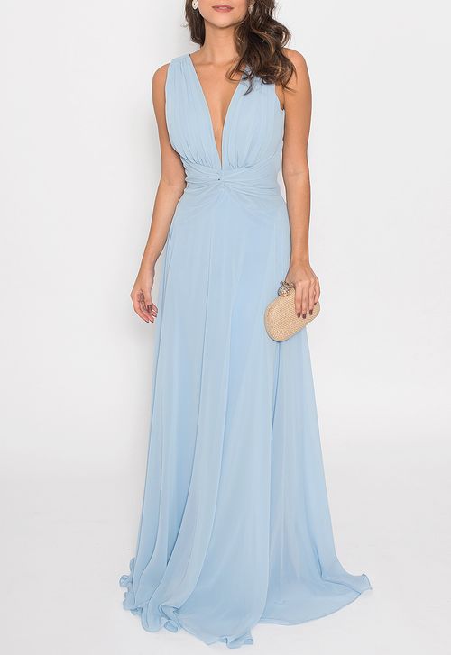 Vestido Mey longo Powerlook - azul
