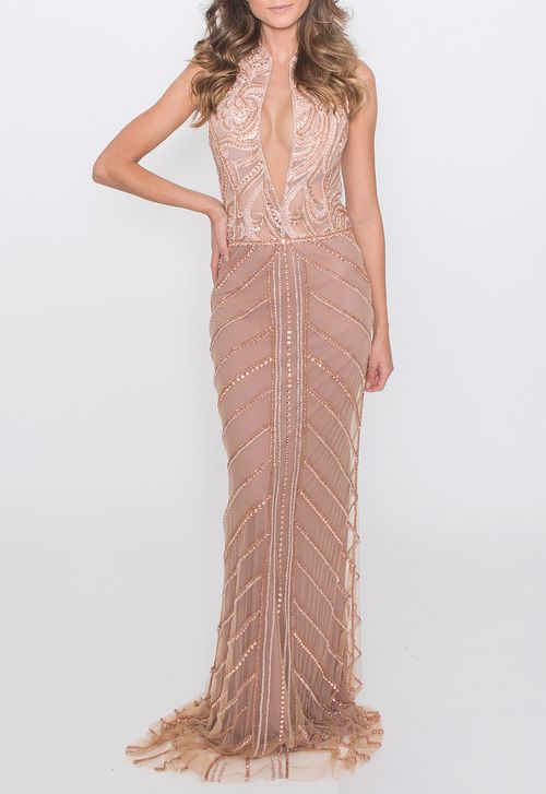 Vestido Imani longo Powerlook - rose