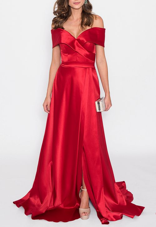 Vestido Neli longo Powerlook - vermelho