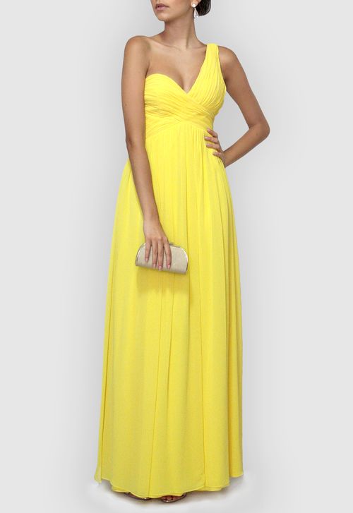 Vestido Tayla longo Victor Dzenk - amarelo