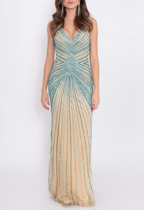 Vestido Belgrano longo Powerlook - azul