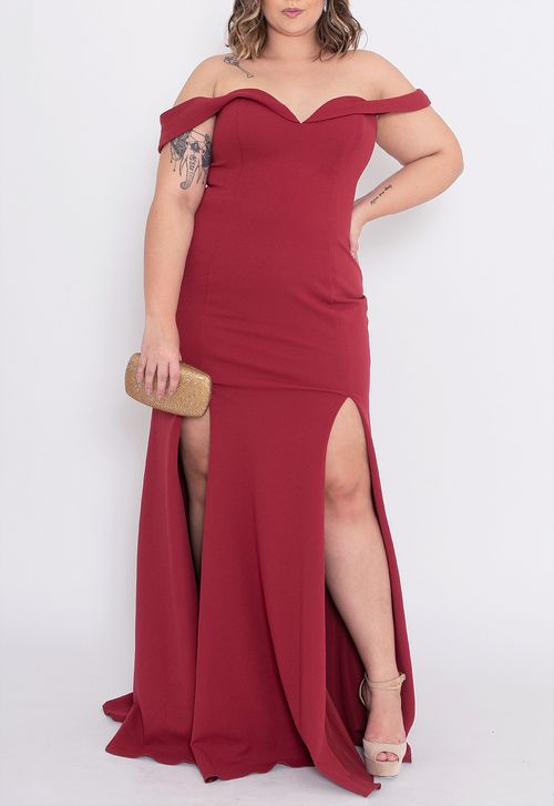 Vestido Suenia longo Powerlook - vermelho marsala