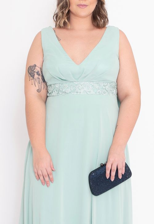 Vestido Mafalda longo Powerlook - verde menta