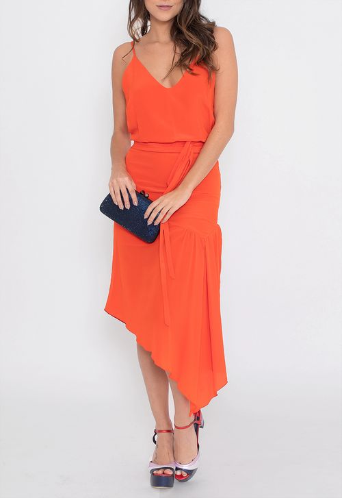 Vestido Miguela midi Ateen - laranja coral