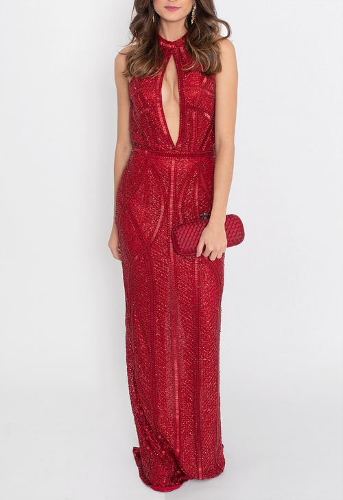 Vestido Land longo Powerlook - vermelho