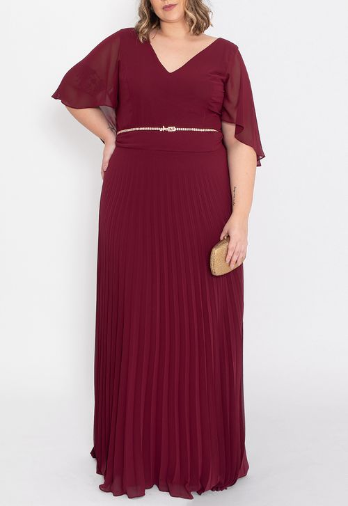 Vestido Mirandina longo Powerlook - vermelho marsala