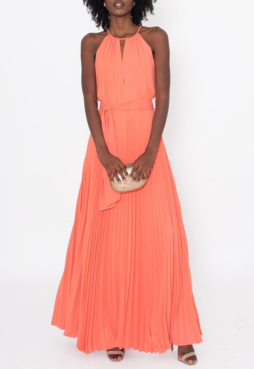 Vestido Thamires longo Amissima - laranja coral