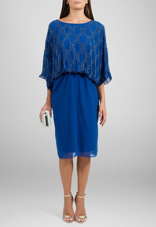 Vestido Ana Clara midi Powerlook - azul