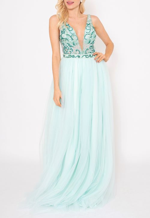 Vestido Hailey longo Powerlook - menta
